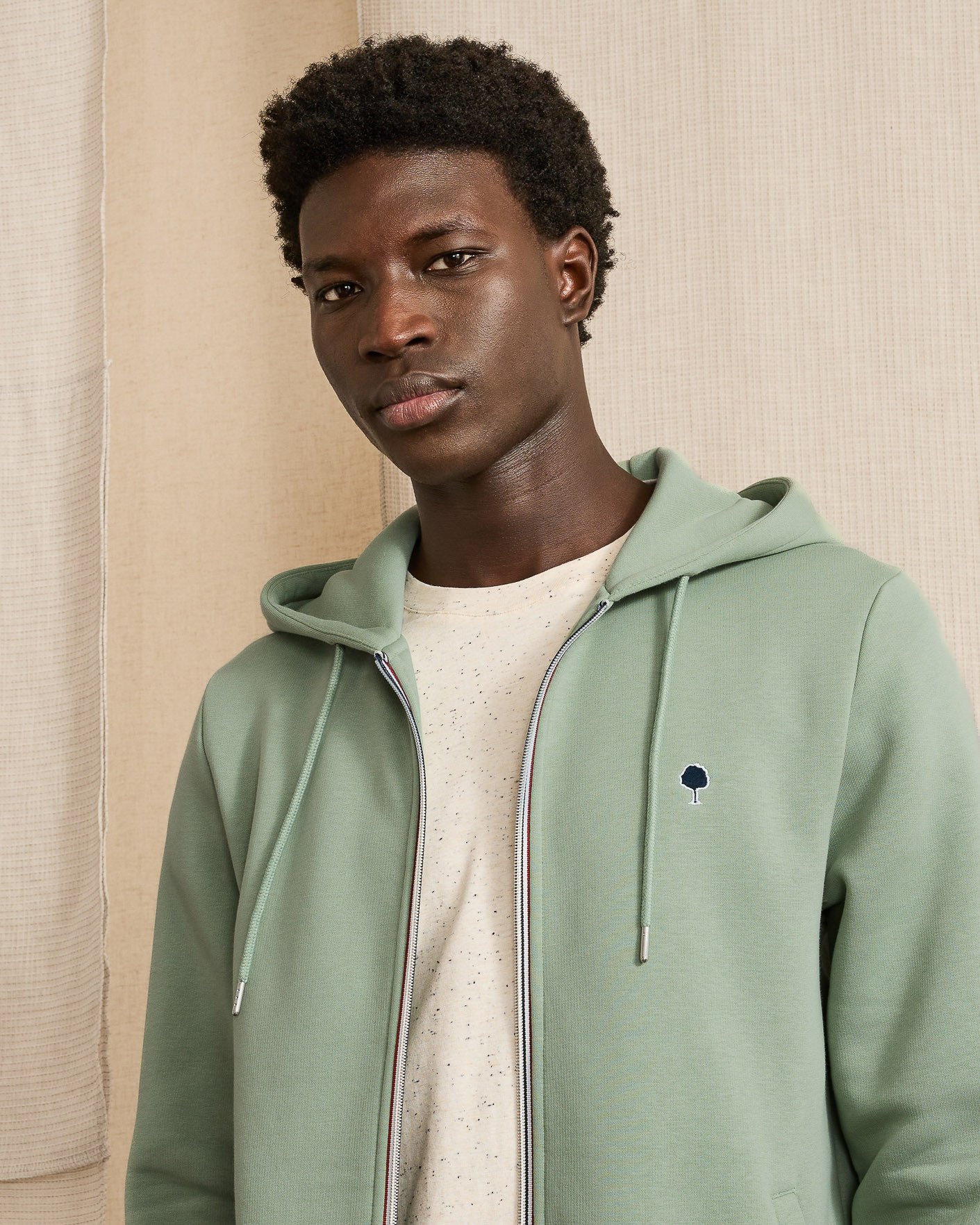 Sweat zippé vert clair coton - MESNIL