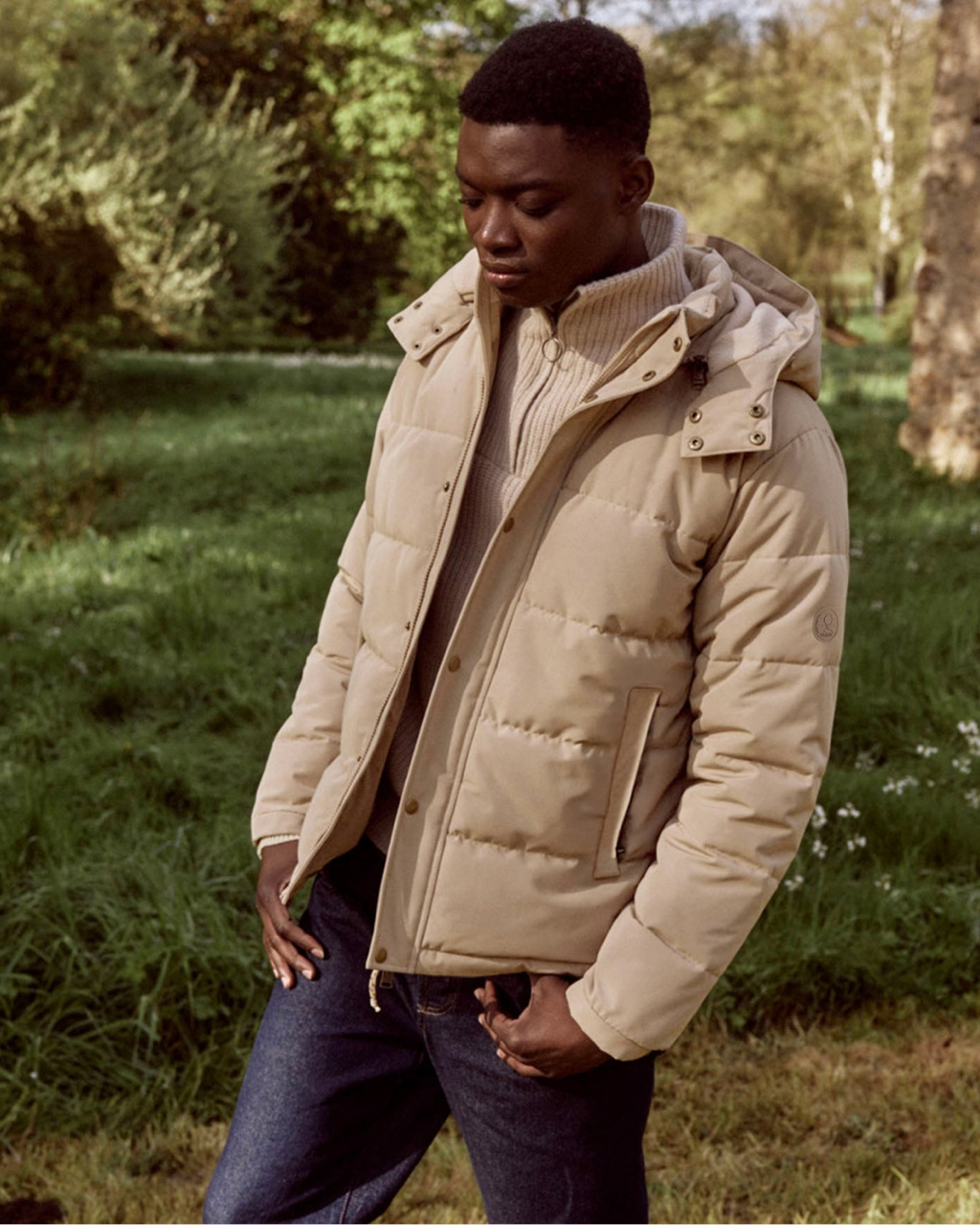 Doudoune chaude velours beige clair - NEUILLAY