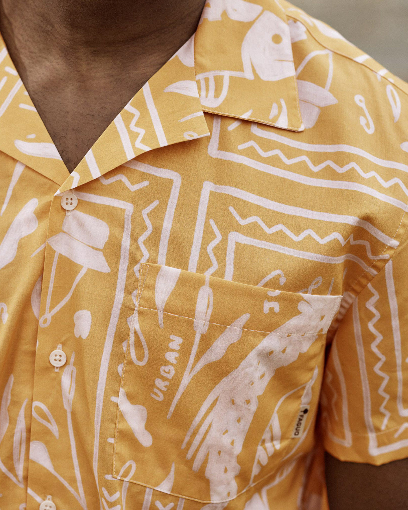 Chemise manches courtes ocre coton - PAIOLIVE