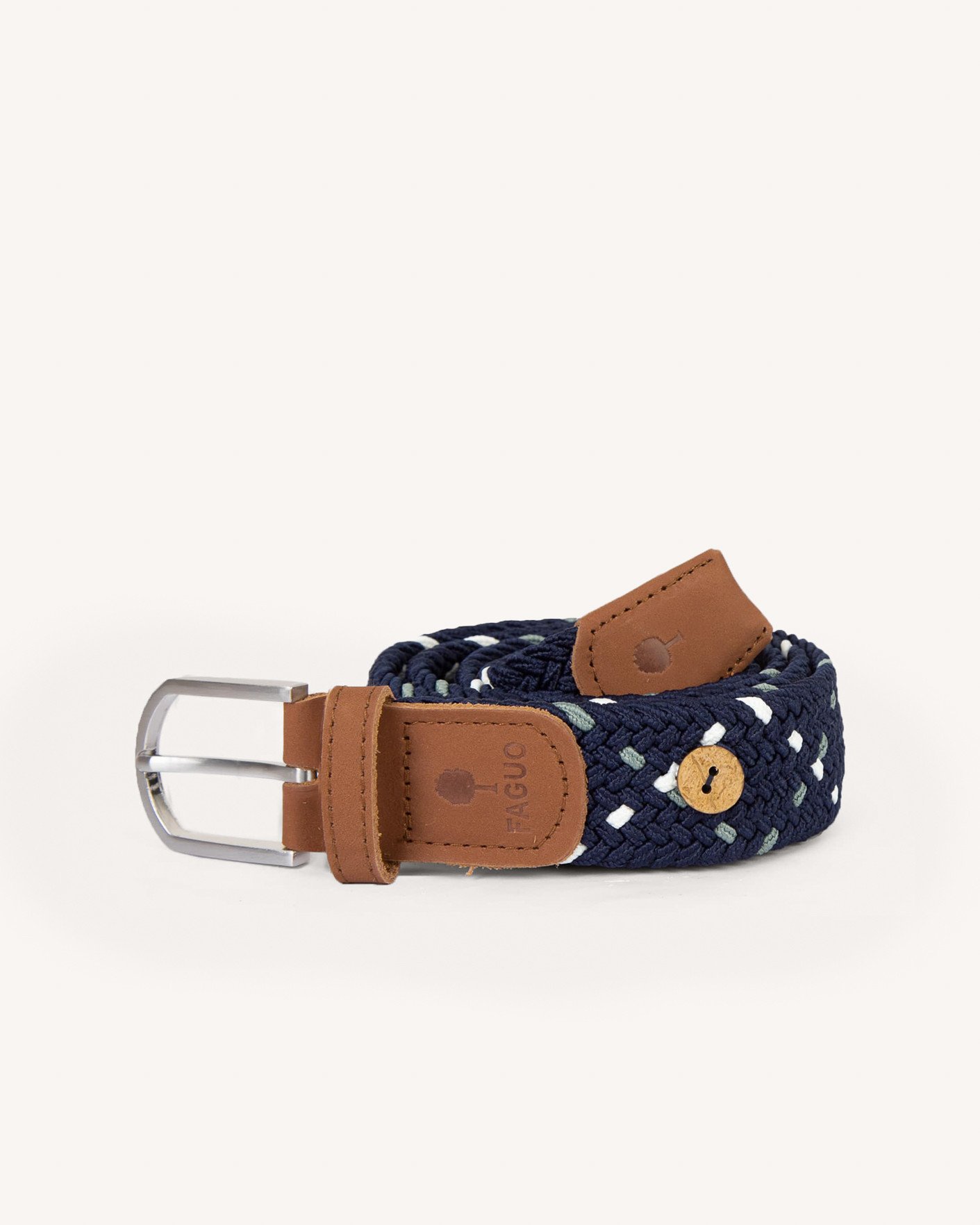 Ceinture à motifs bleu marine & camel - BELT