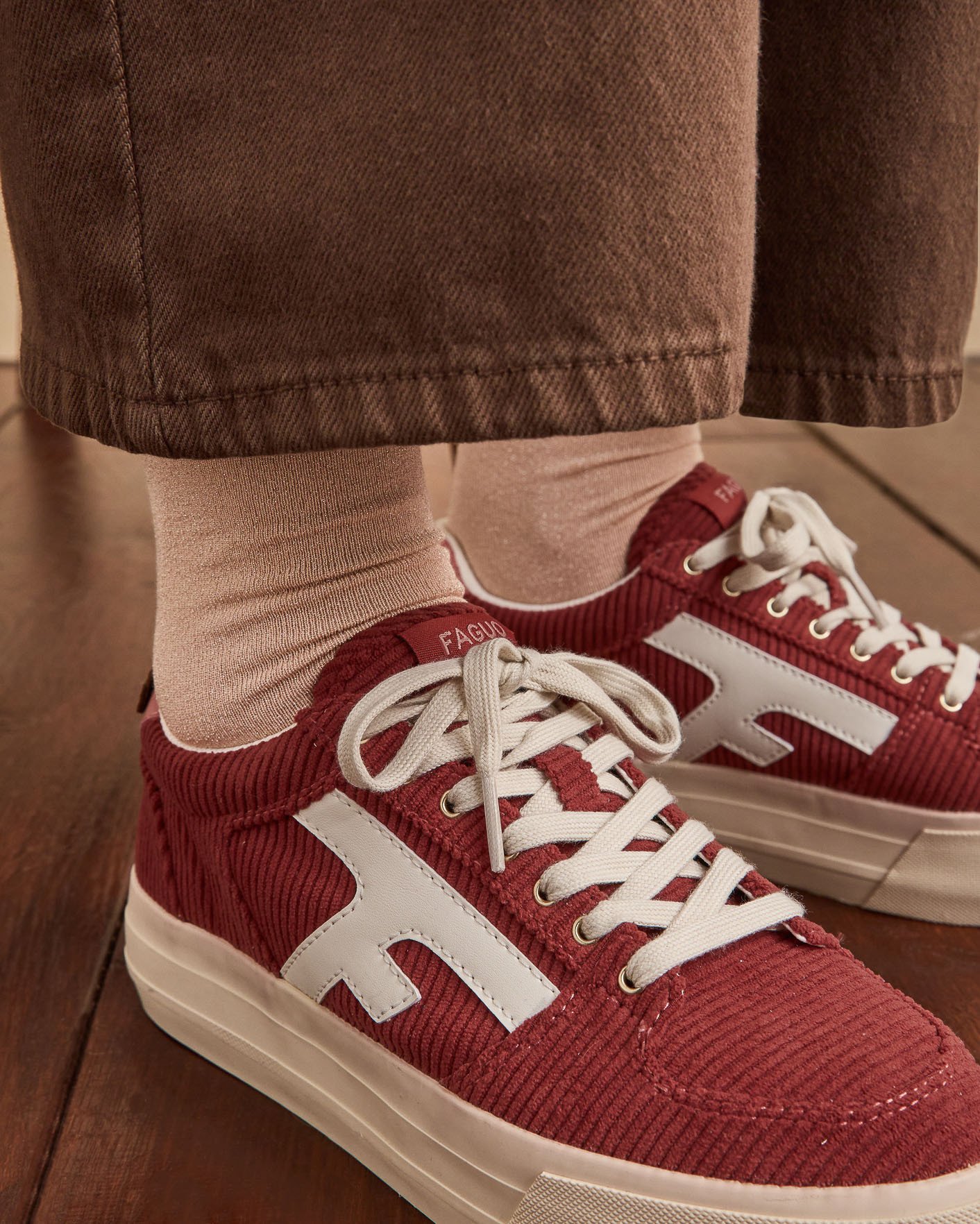 Baskets en velours bordeaux suède - WALNUT PLATFORM