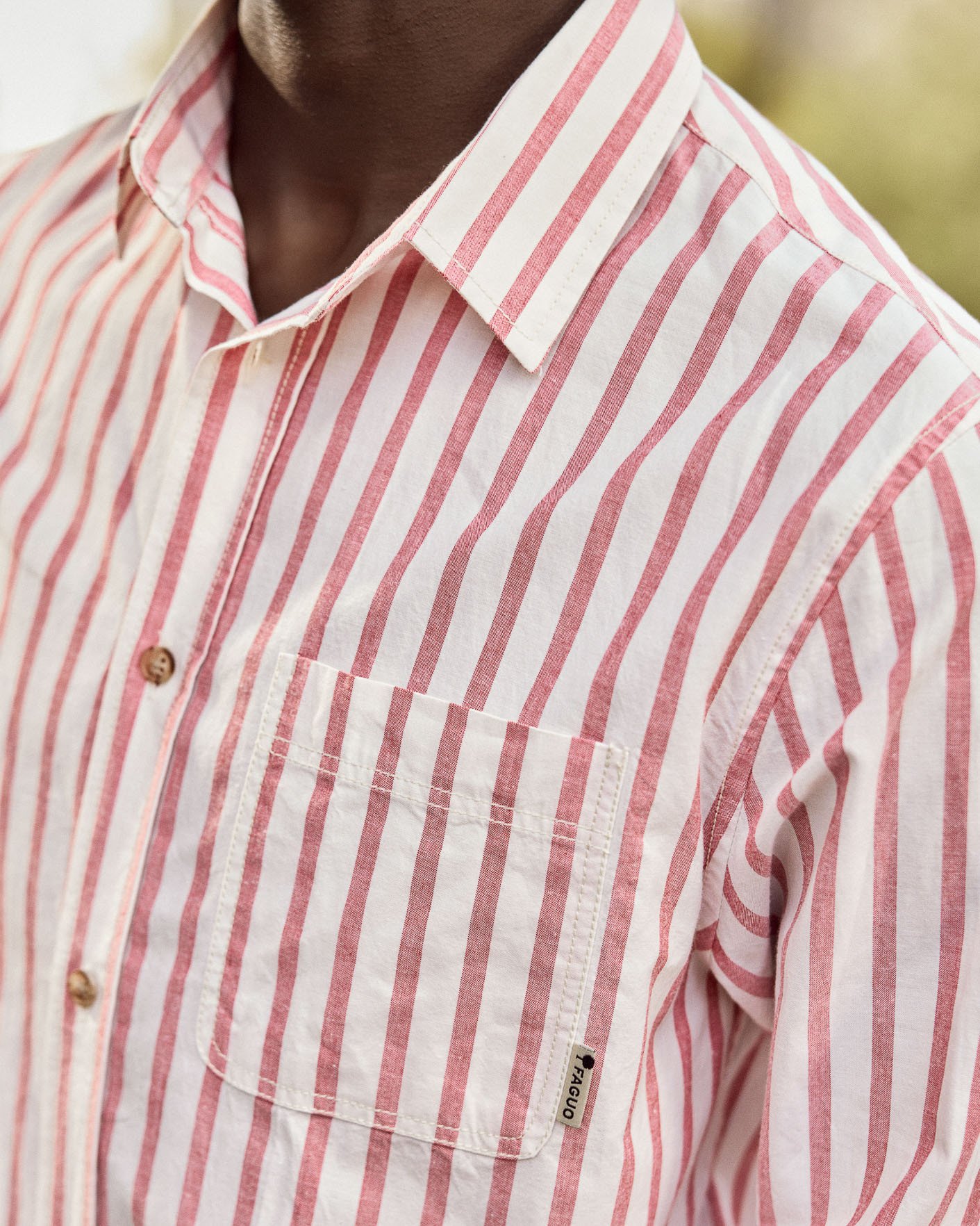 Chemise rouge & crème coton - SIGNY