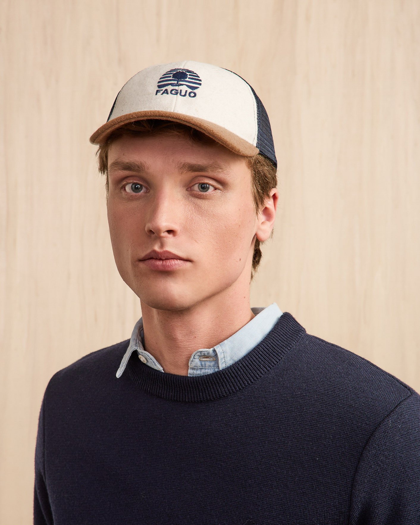 Casquette bleu marine & écrue laine - TRUCKER CAP
