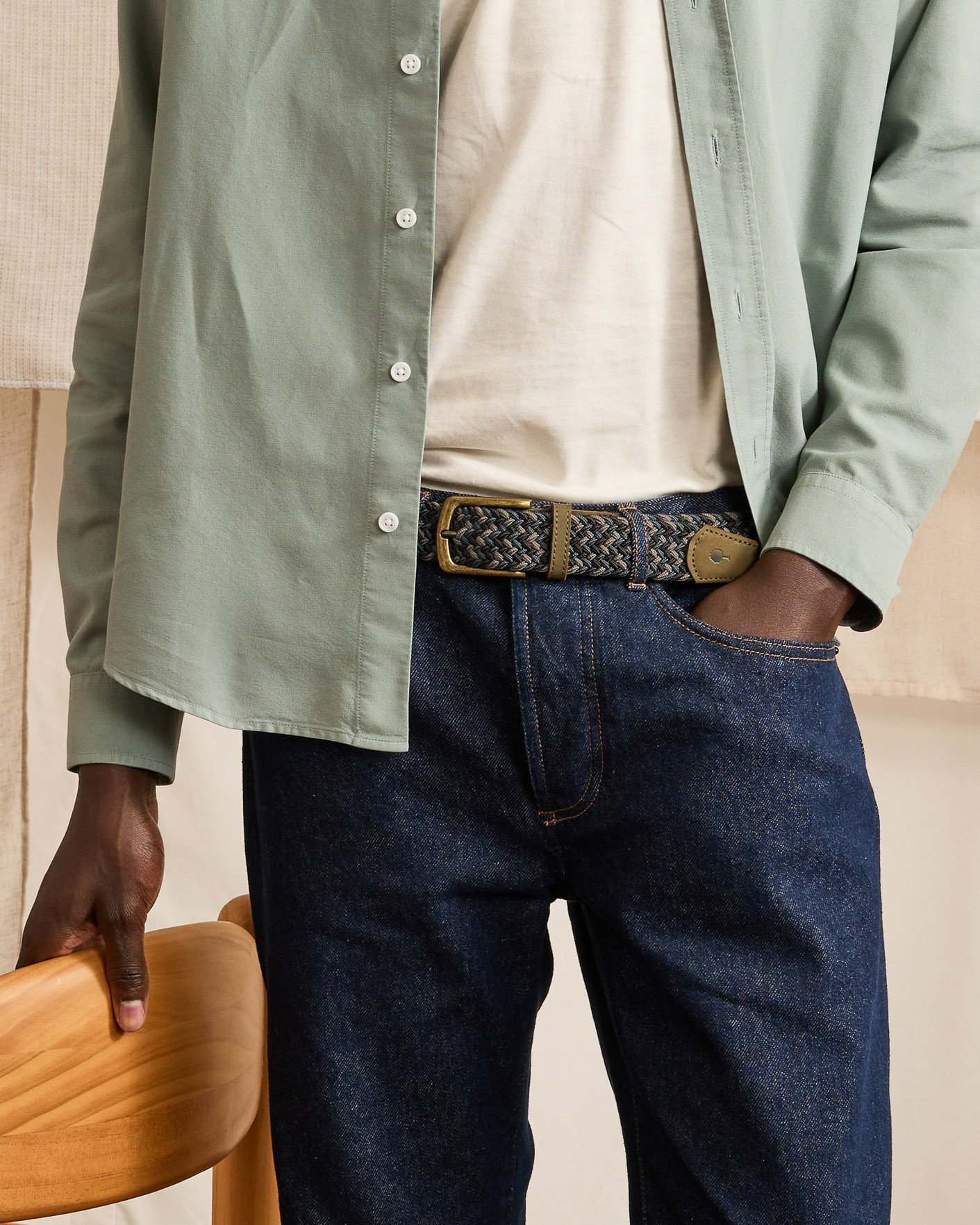 Ceinture bleu clair & beige - CLASSIC BELT
