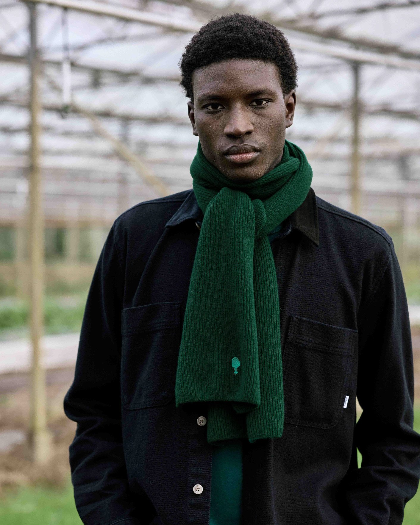 Echarpe laine mélangée vert sapin - KNIT SCARF