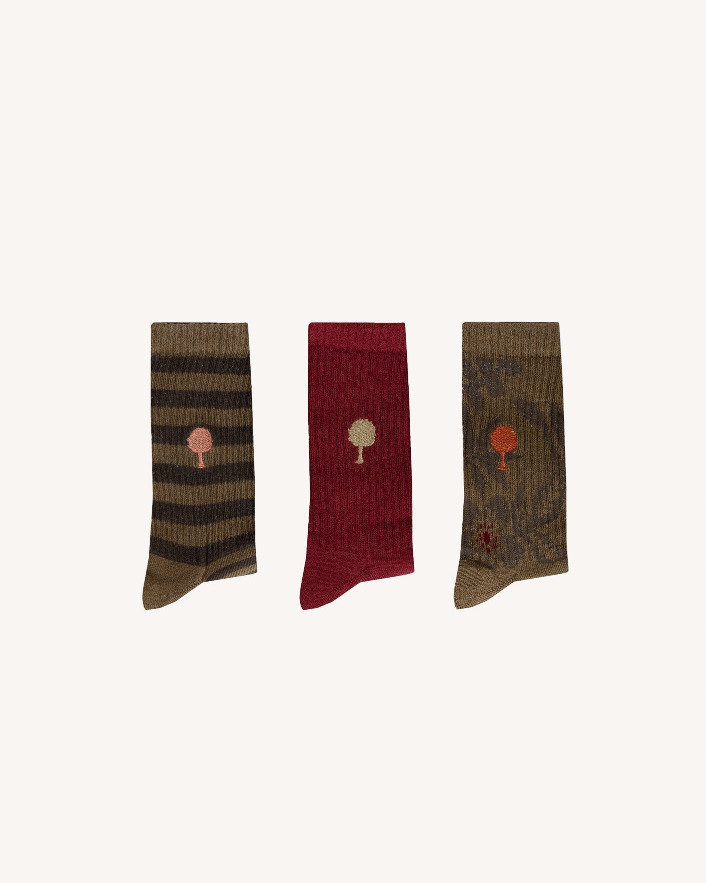 Lot de chaussettes x3 olive & kaki coton - SOCKS